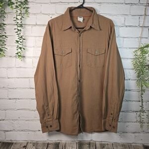THE NORTH FACE MENS BUTTON DOWN SHIRT LONG SLEEVE DARK TAN LARGE
